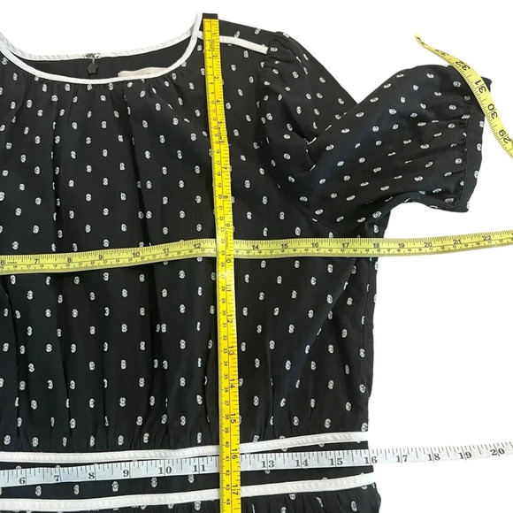 Loft Clip Dot Flounce Dress Blouson Sleeves Black Size 6 - Picture 9 of 16